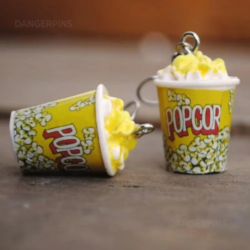 Creative Womens Popcorn‎ Bucket Dangle Earrings NWT